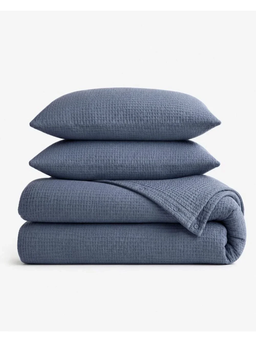 S31 | Quince Organic Luxe Honeycomb Duvet Cover Set King Cal King Indigo NWOT